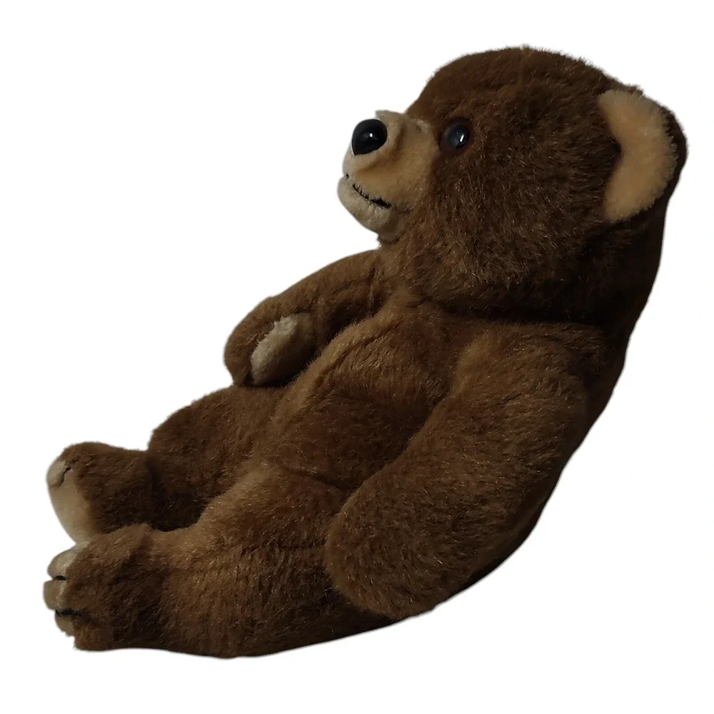 Antics Brown Bear Plush Cream Ears Nose Stuffed Sitting‎ Vintage 1982 Korea SEE